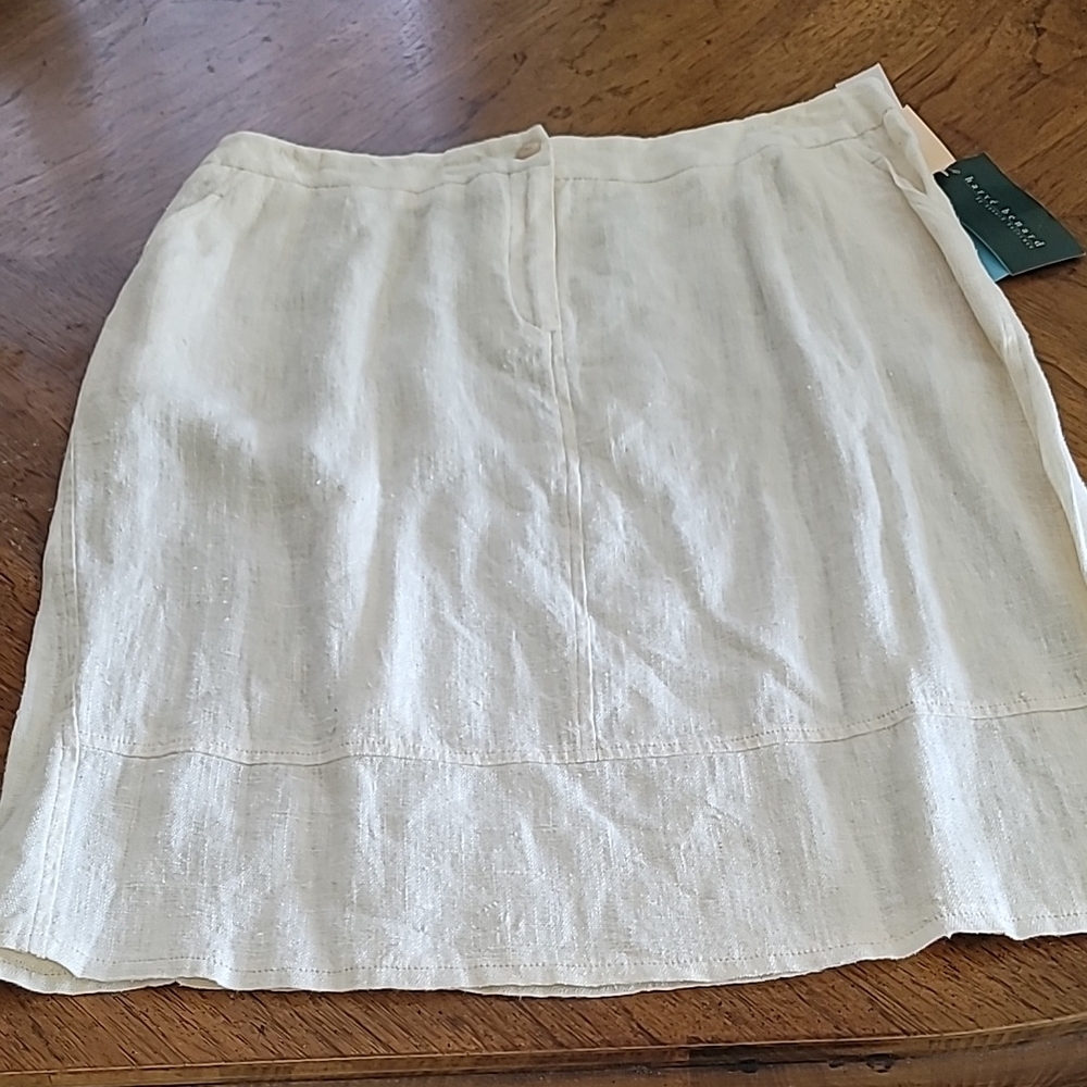 White Linen A-line Ivory Skirt  SZ 14